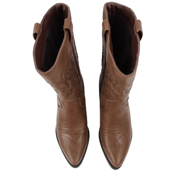 Size 6.5 Dark Tan cowboy knee high pull on boot - Picture 5 of 8